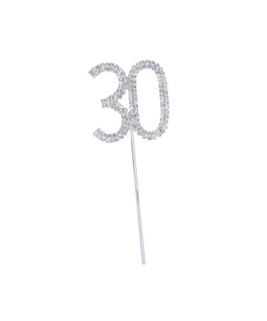 CORHAD Glitter 30th Birthday Cake Toppers Crystal 30th Anniversary Cake Toppers Bling Number Wedding Decoration Cake Decor Diamond Decor Cupcake Toppers Paper Cup Rhinestones