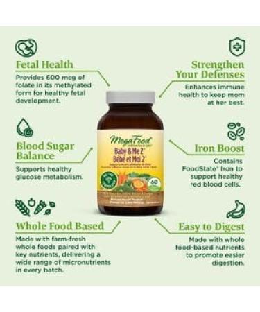 MegaFood| Baby & Me 2| Prenatal Vitamins for Women| Multivitamins for Women | Optimal Iron Folate B12 B6 Vitamin D Choline & Biotin| Supports Healthy Glucose Metabolism| Thyroid Function| Skin Health | 60 Tablets | 1 Month Supply Prenatal Vitamins 60 coun - Buy Online on SooperMarket.com