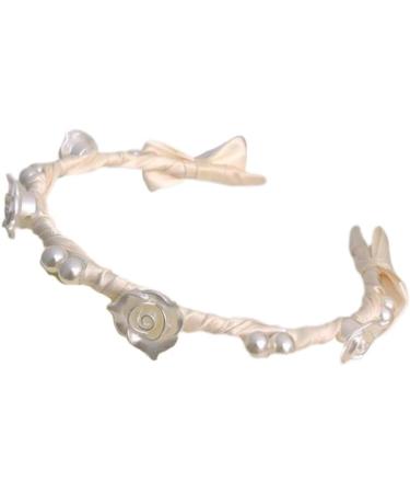 JSGHGDF Temperament Flocking Rose Shape with White Decors Unique Hair Hoop Bride Woman Wedding Party Headwear White Rose - Buy Online on SooperMarket.com