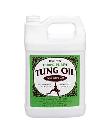 HOPE'S 100% Pure Tung Oil, Waterproof Natural Wood Finish and Sealer, 128 Fl Oz One, 128 Fl Oz One, 128 Fl Oz