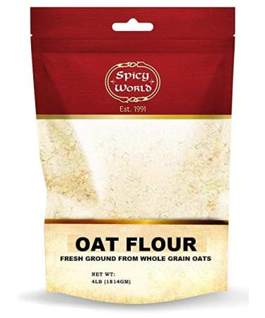 Spicy World Whole Grain Oat Flour 4 Pound Bag (64oz) - Non-GMO, Great Wheat Substitute