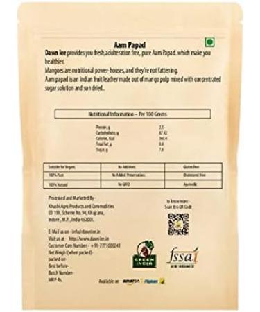Dawn Lee Aam Papad Saffron Enrich Mango Thin Papad Slices 250 Gram | No Preservatives | No Artificial Colour | No Refined Sugar| 100% Natural Pulp - Buy Online on SooperMarket.com