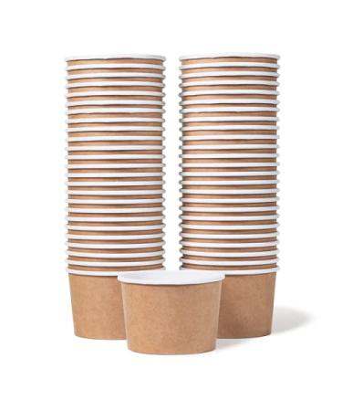 Paper Ice Cream Cups - 50-Count 9-Oz Disposable Dessert Bowls for Hot or Cold Food, 9-Ounce Party Supplies Treat Cups for Sundae, Frozen Yogurt, Soup, Brown 9 oz, 50 Count