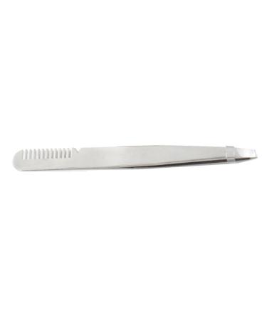 Eyebrow Tweezers with Comb Professional Safe Smooth Slant Tip Eyebrow Tweezers Ergonomic Salon Multipurpose for Beautician (Silver)