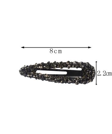 Sparkly Czech Crystal Snap Clips - Black Stone Hair Barrettes for Women - 2 Pack - Buy Online on SooperMarket.com