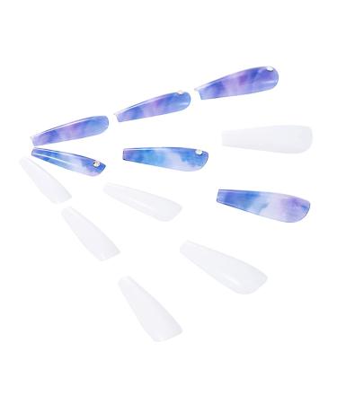 Brishow Artificial Long Press-On Ballerina Nails - 24pcs Purple & White Acrylic Stick-On Nails for Women & Girls - Full Cover Hair Coloring - Buy Online on SooperMarket.com