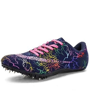 AOLEXWU Track Spikes Shoes Field Distance Running Men's Spikes Sprint Sneakers Athletic Race Jumping Breathable Training Lightweight Track Shoes for Mens Girls Women 9.5 Black-259