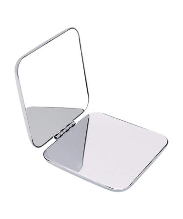 Folding Makeup Mirror Portable Stainless Steel Cosmetic Mirror Double Sided Pocket Mirror Square Hand Pocket Makeup Mirror
