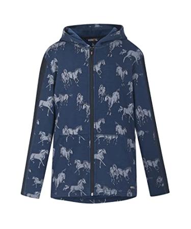 Kerrits Kids Horse Sense Fleece Hoodie Print Admiral Free Horse Large