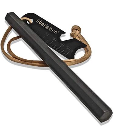 berleben Hex Fire Starter - Hexagon Ferro Rod with 6 Wide Striking Surfaces - 1/2" Thick Fire Steel - 20,000+ Strikes - Survival Igniter with Leather Neck Lanyard & Multi-Tool Striker 6" x 1/2"