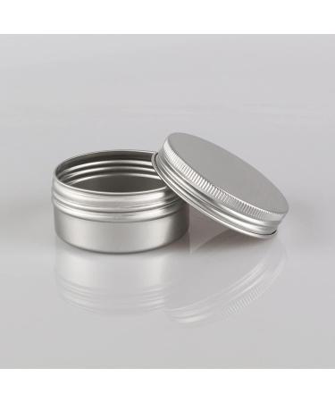 Zeoabsy 10-Piece 50ml Silver Aluminum Tins with Screw Caps - Perfect for Cosmetics Candles Ointments | Includes 5 Spatulas & Etiquette Label - Buy Online on SooperMarket.com