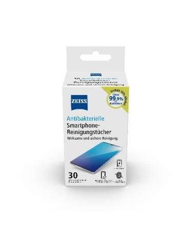 ZEISS antibacterial smartphone cleaning towels 30 pieces-speed drying recipe remover bacteria fingerprints dirt dust & fat-Jedes cloth packed individually transparent 0667-860 30 pieces (1 Pack)