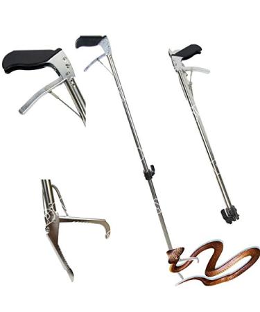 SUNDELY 40" Reptile Snake Tongs Grabber Catcher Handling Tool Stick Herp with Wide Jaw Self Locking Collapsible Foldable Stainless Steel