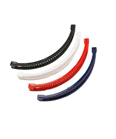 Mytoptrendz -Set Of 4 Banana Hair Clip Long Banana Ponytail Comb Clip Red Navy white Black