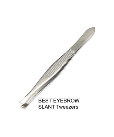 Luxxii Stainless Steel Tweezers Set - Slant Tip & Flat Point (3 Pack) for Hair Plucking and Eyebrow Grooming - Buy Online on SooperMarket.com