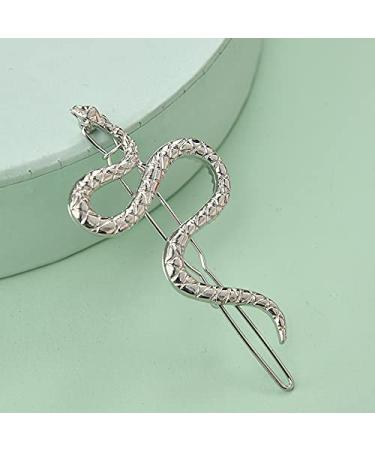 Silver Snake Hair Clips Set - Vintage Decorative Metal Barrettes for Women and Girls - 2pcs Punk Hair Pins for Thick and Thin Hair - Buy Online on SooperMarket.com