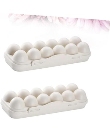 KOMBIUDA 2pcs 12 Mustard Egg Holder for Fridge Eggs Organic Refrigerator Egg Holder Storage Box Plant Avocado Khaki 30X11cm - Buy Online on SooperMarket.com