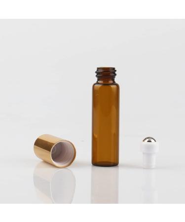 Tianzd 20 Pack 5ml Amber Roller Bottles - Essential Oil Glass Rollers with Gold Caps & Funnel Opener - Perfect for DIY Aromatherapy - Buy Online on SooperMarket.com