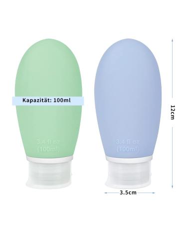 OPRET 4 Pack 100ml Silicone Travel Bottles Set - Leakproof BPA-Free Cosmetic Containers in Blue Green Pink & Gray - TSA-Approved Travel Essentials - Buy Online on SooperMarket.com