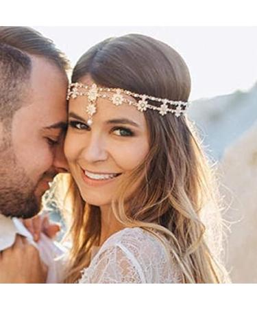 Fashband Boho Flower Head Chain | Gold Pearl Headband & Hair Accessories for Women | Unique Bohemian Style - Buy Online on SooperMarket.com