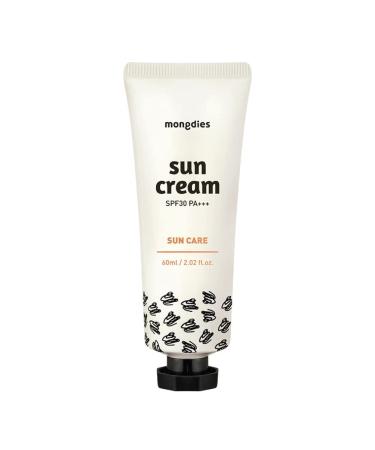 Mongdies Baby Sun Cream SPF30 PA+++ -100% SAFE Moist and Gentle Non-Sticky No White Cast Light-Weight Inorganic Sunscreen EWG Green Plant-derived extracts and plenty of deep ocean water- 60ml