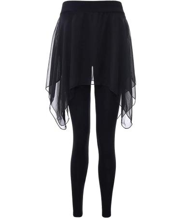 Skirted Leggings for Women Stretchy Yoga Pants with Chiffon Skirt for Ballet Dance | Medium Size - Buy Online on SooperMarket.com