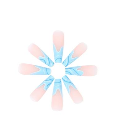 Brishow Long False Nails - Wave Press On Nails 24pcs for Women & Girls (Blue) - Trendy Artificial Nails for Easy Application & Stunning Look - Buy Online on SooperMarket.com