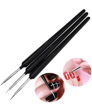 Professional Nail Art Brush Set - 3-Piece Design for Manicure & Salon | Detail Liner Brushes (6mm 7mm 10mm) - Buy Online on SooperMarket.com