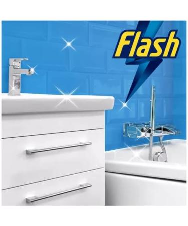 Flash Sparkling Bathroom Antibacterial Cleaning Spray Wipe-Done 800ml White Blossom Fragrance + for You: Cleaning Cloth + Organza Small Bag - Buy Online on SooperMarket.com