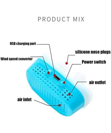 AISHFP Electric Anti-Snore Device | USB Rechargeable Stop-Snoring Device for Comfortable Sleep | Blue - Buy Online on SooperMarket.com