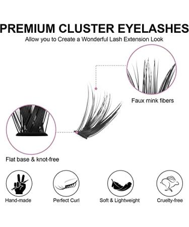 Fenshine Cluster Eyelash Extensions 240pcs - Natural False Eyelashes Mix 9-14mm - Soft Individual Lashes - Extension Kit with 20D/40D Curl - 0.07D - for Volume Lash Looks - Buy Online on SooperMarket.com