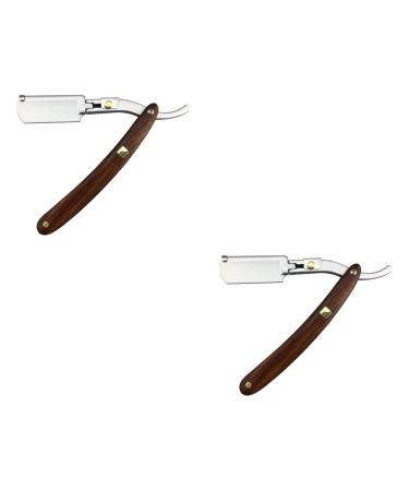 Angoily 2pcs Cutlery Holder Safe Razor Men Shaver Manual Razor For Men Man Wooden Handle Wooden Metal