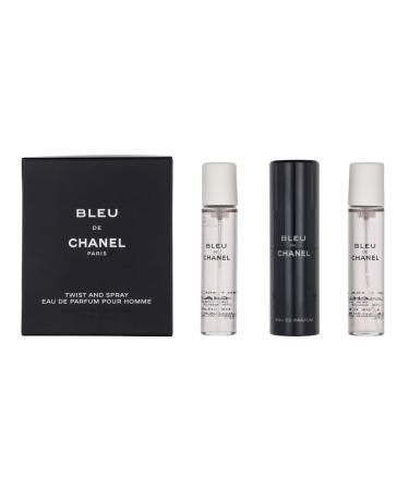 CHANEL Bleu De Eau De Parfum Travel Spray for Men 3 X 0.7 Oz 2.1 Fl Oz 3 pc set (purse spray)
