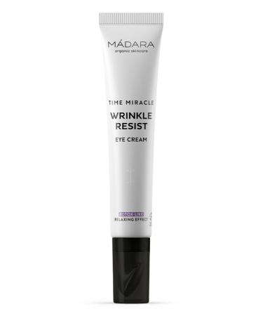 MADARA Organic Skin Care TIME MIRACLE Wrinkle Resist Eye Cream Hydrating Firming Anti-Aging Eye Cream with Hyaluronic Acid & Birch Water Reduces Wrinkles & Fine Lines 20ml