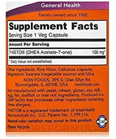 NOW Foods 7-KETO 100 mg - 60 Veg Capsules | Weight Loss Support & Metabolism Booster - Buy Online on SooperMarket.com