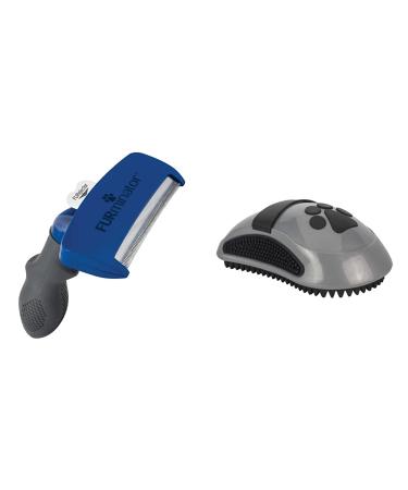 Furminator deshedding -tool dog size L short hair - dog brush for large dogs to remove the undercoat & string for dogs and cats - fur care brush gently massages the skin gray short hair version 2.0 bundle with striegel
