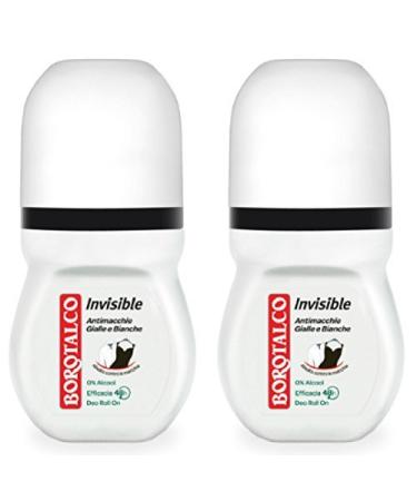 Borotalco:Invisible Anti-Stain Deodorant 1.69 Fluid Ounces (50ml) Deo Roll On (Pack of 2) Italian Import