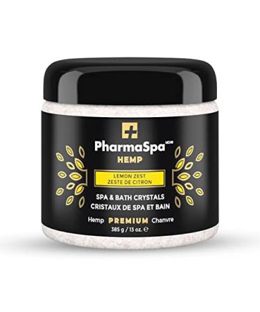 Spa and Bath Crystals with Hemp Seeds & All-Natural Extracts - 385 g/13 oz   Epsom Bath Salt for Hot Tub Aromatherapy and Relaxation   Gluten Free  Parabens Free  Cruelty Free (Lemon Zest)