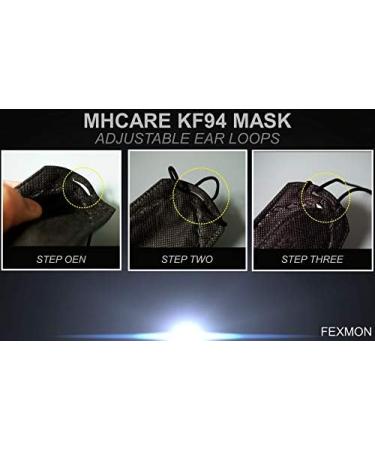Buy (Pack of 6) Korea Black KF94 Face Masks - Unisex 4-Layer Filters Breathable Adjustable Strap for Dust Protection - Made in Korea - Buy Online on SooperMarket.com