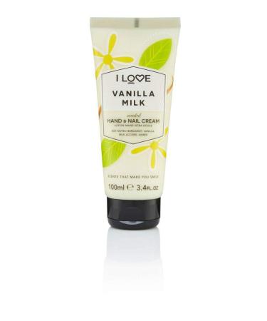 I Love Vanilla Milk Scented Hand & Nail Cream Packed with Shea Butter & Coconut Oil to Rejuvenate & Nourish the Skin 93% Naturally Derived Including Vitamin Vegan -Friendly - 100ml