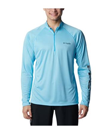 Columbia Men's Terminal Tackle Heather 1/4 Zip Riptide Heather/City Grey Logo Medium