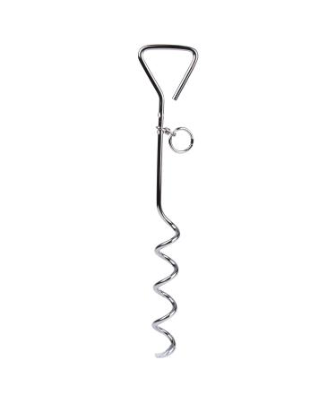 Dog Tie Out Cable with 18" Spiral Ground Stake Spike - Out for Outdoor Yard and Camping - Small to Medium Dogs (18" 45CM Stake 18" 45CM Stake)