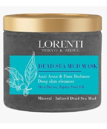 Lorenti Dead Sea Mud Scrub 500 ML Face & Body Mask | Shea Butter Jojoba Seed Oil | Anti Acne Pore Reducer Deep Skin Cleanser