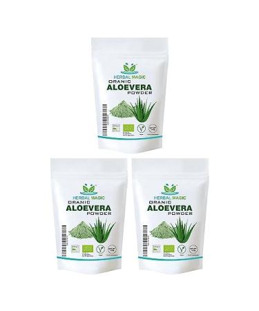 Herbal Magic's Organic Aloe Vera Powder Natural Face Hair Mask Sparkle your smoothies shakes baking Premium Quality -100gm (Pack of 3) 100.00 g (Pack of 3)