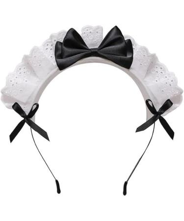Black Women Girls Lolita Headband Lace Bow Hair Band Maid Anime Cosplay Headwear Ribbon Bowknot Cute Hair Band Party Hair Accessories Women's Fashion Headbands Hair Care