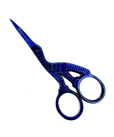 Macs Facial Hair Small Grooming Scissors - Eyebrow Nose Hair Mustache Beard Eyelashes Ear Trimming Kit - Straight Tip Clippers For Hair Cutting (Blue Titanium) 30-7032MT