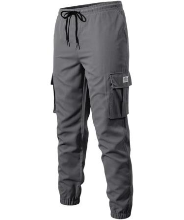 Elegancity Men's Cargo Pants | Casual Jogger Work Trousers with Drawstring | Regular Fit Sweatpants Sports Bottoms | Pockets (Size 38-46) - Gray - Buy Online on SooperMarket.com