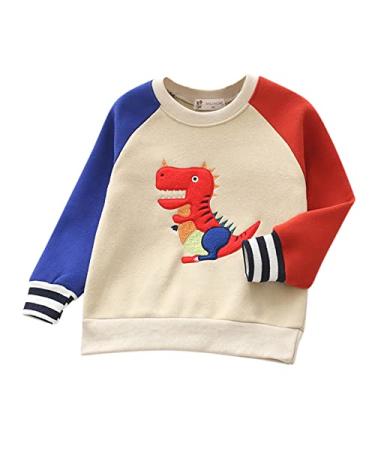 Toddler Boys Girls Winter Pullover Long Sleeve Cartoon Cow Horn Printed Sweatshirt Winter Warm Casual Tops A-2 2-3T