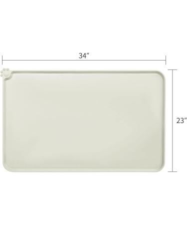 AUDWUD Silicone Waterproof Dog & Cat Feeding Mat - Anti-Slip Pet Bowl Mat 87x58 cm Beige | Durable Easy Clean Pet Accessories - Buy Online on SooperMarket.com