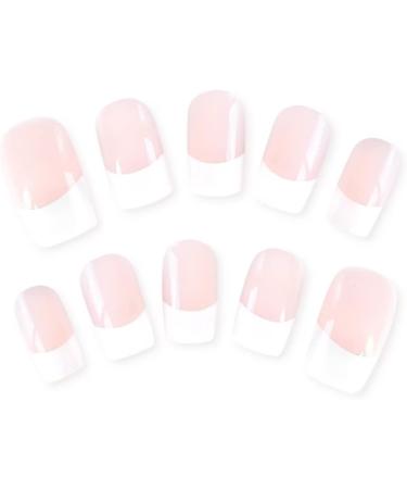 24Pcs Nude French Tip Press on Nails - Coffin False Nails for Women and Girls | Z - Buy Online on SooperMarket.com
